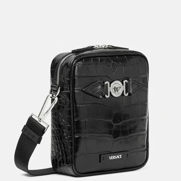 Versace croc effect leather Medusa biggie logo monogram crossbody bag NEW - Picture 3 of 10